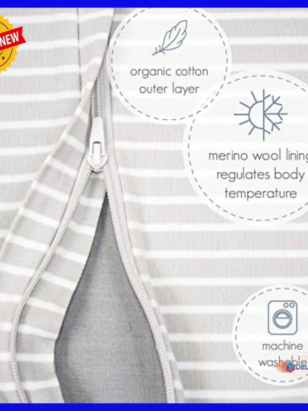 Merino Wool Organic Cotton Toddler Sleep Bag 18-36 Months Foot Openings